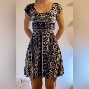 Navy blue & white floral dress